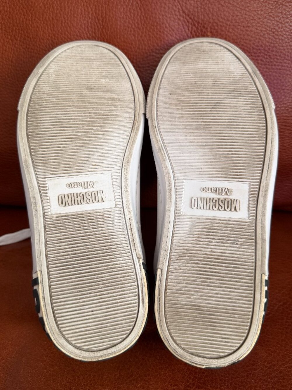 Moschino Women's White Leather Maxi Logo Sneakers Size: EU37 US6 - Picture 12 of 16